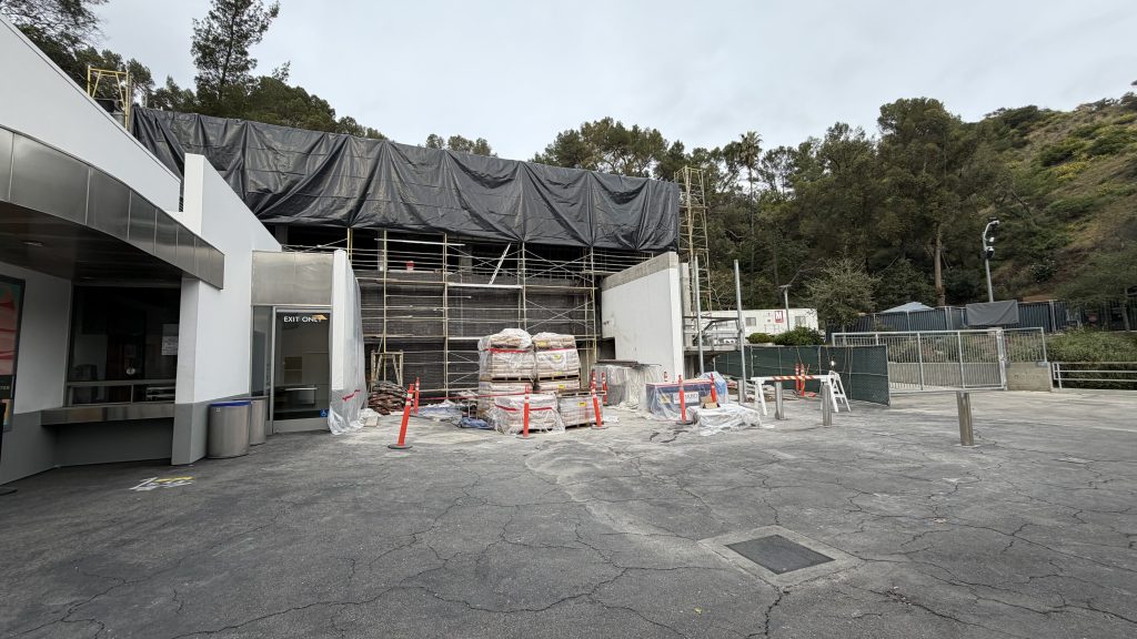 Construction of the new Artist Pavilion at the Hollywood Bowl near the West Gate entrance.