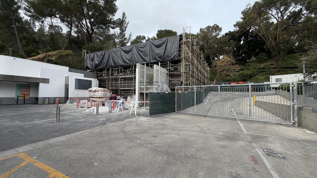 Construction of the new Artist Pavilion at the Hollywood Bowl near the West Gate entrance.